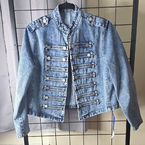 Pretty Find - Denim Military-Style Jacket